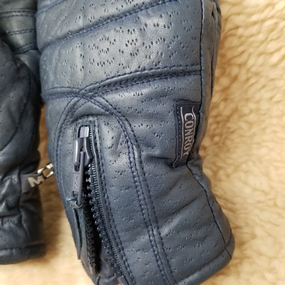 VTG Conroy Ladies Medium Leather Fiber Insulated‎ Mittens Gloves Taiwan Zip Used